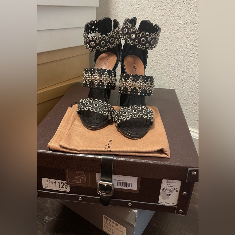 Alaia Black Studded Heels